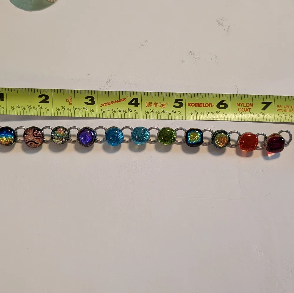 Rainbow Pride Hand Blown Glass Artisan Bracelet - Picture 7 of 7